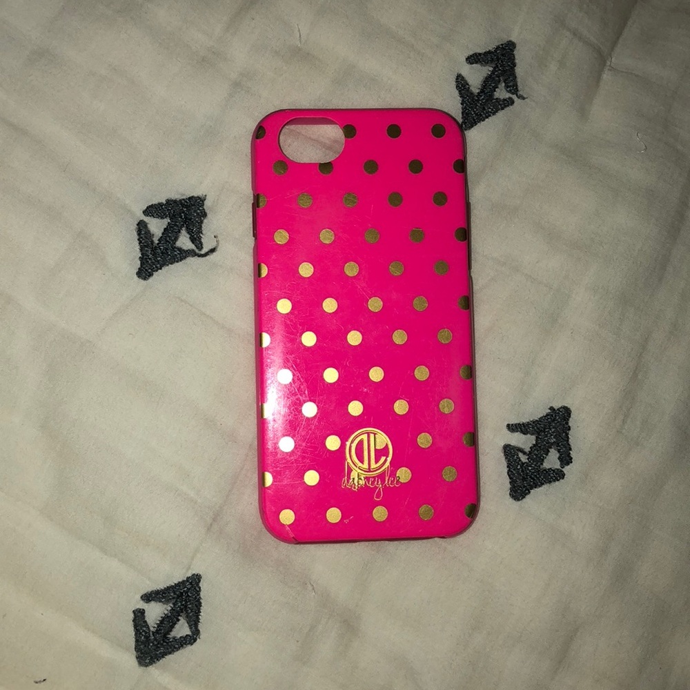 Hot pink with gold polka dots iphone 6 case